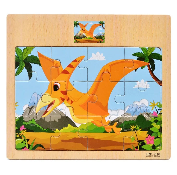 Wooden Puzzles Animals and Vehicles for Children – Educational and Colorful, Cognitive Development, 3 Years and Up