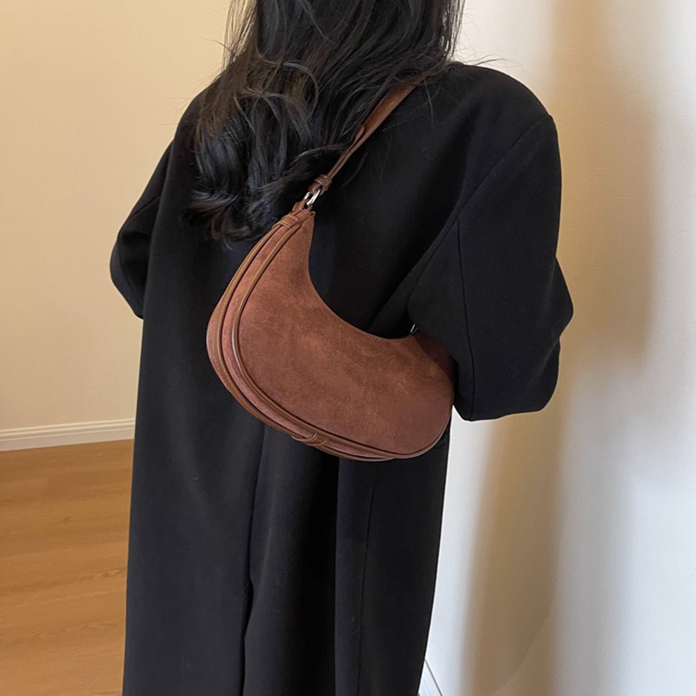 Sac à Bandoulière en Croissant Femme en Faux Daim avec Sangle Réglable – Sac à Main Pratique et Tendance