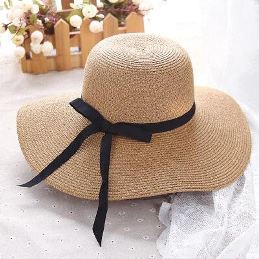 Women's Adjustable Straw Hat with Sun Protection - 12cm Brim Width, Summer Comfort