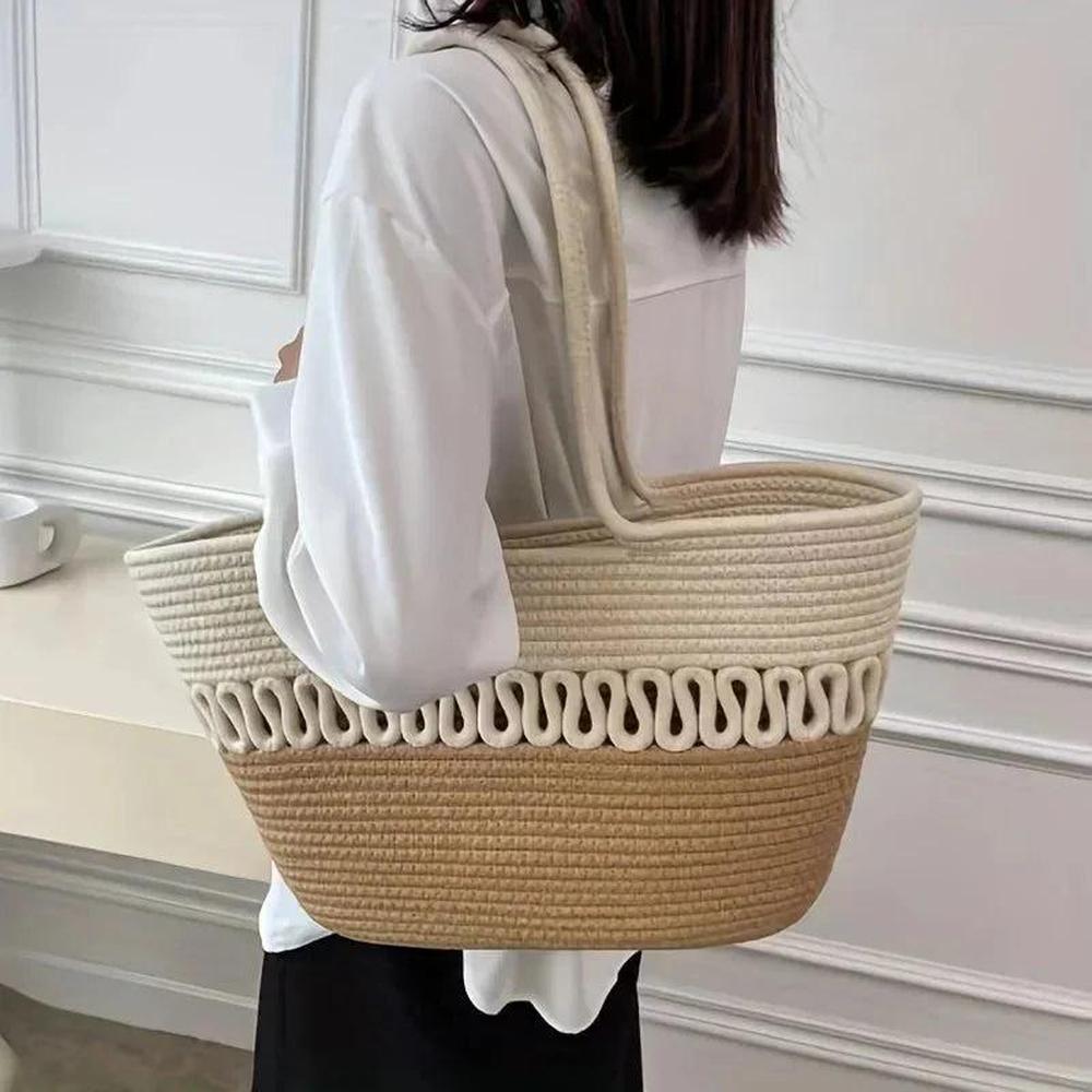 Sac de Plage Femme Kaki en Paille Fait Main – Grand Sac de Plage Idéal pour l'Été et les Activités de Loisirs