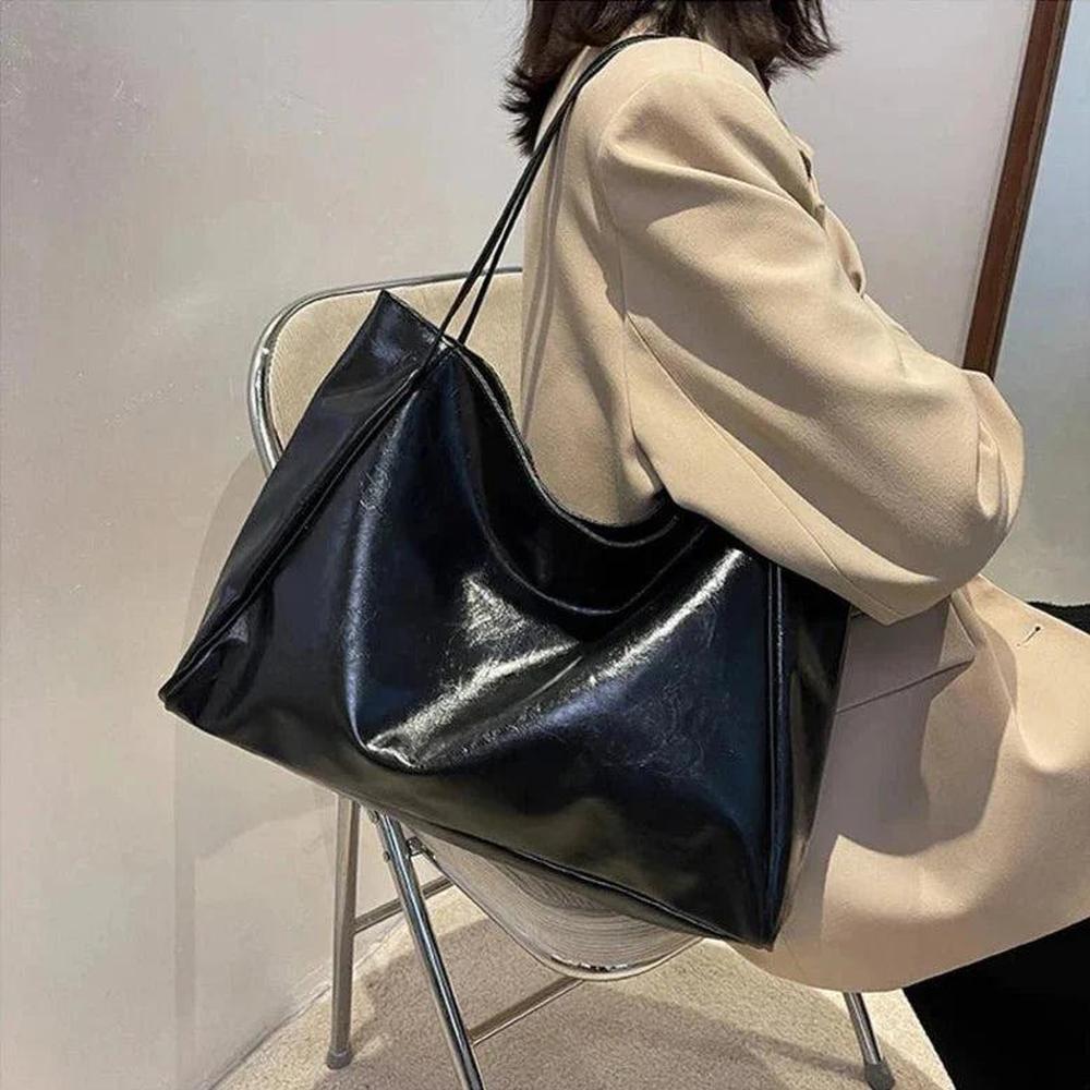 Sac Fourre Tout Femme en Cuir PU Souple – Grand Format Rétro, Pratique et Élégant pour Quotidien