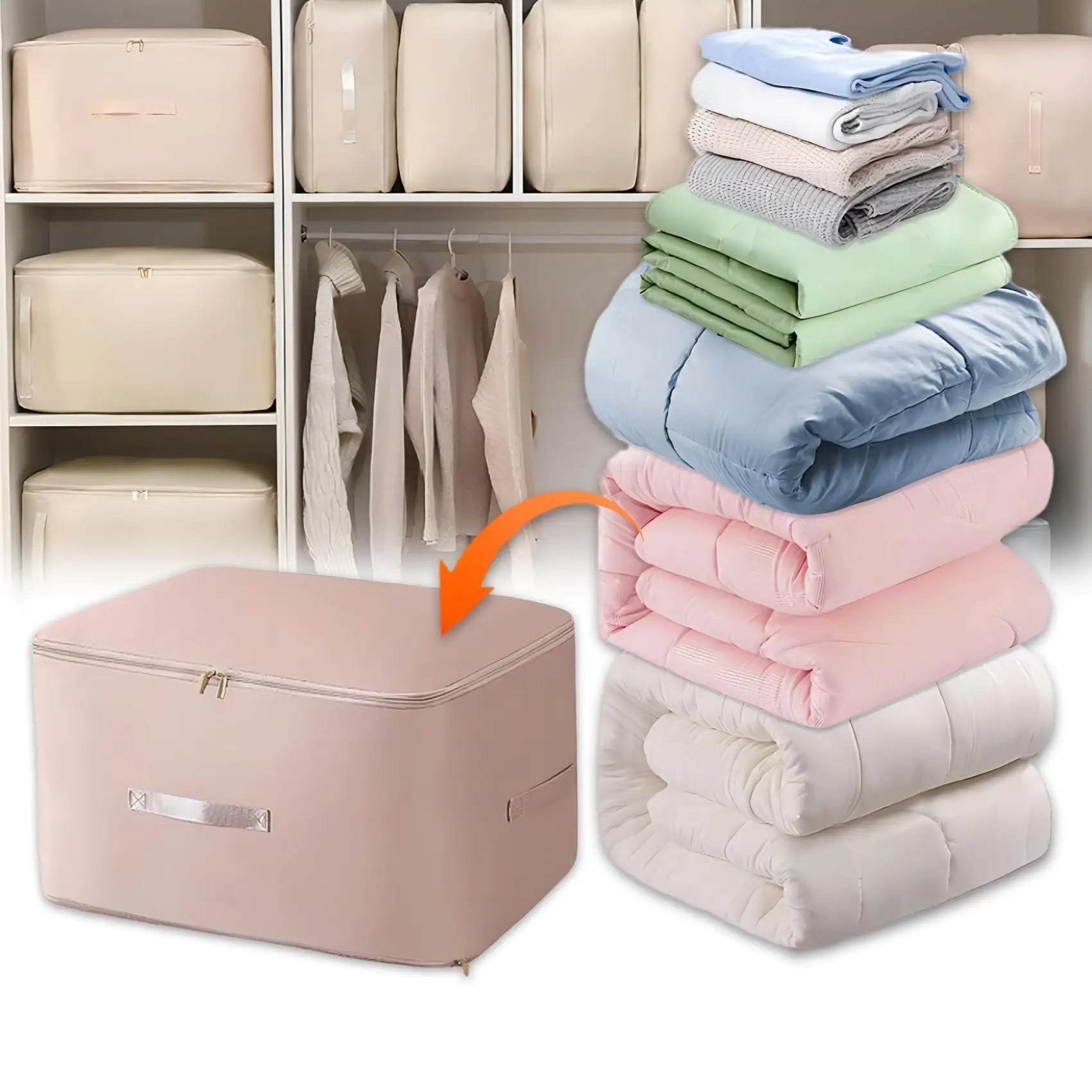 Sac de Rangement à Compression Grande Capacité en Nylon Résistant à l'Humidité pour Vêtements et Couettes – 54x42 cm et 54x42x30 cm