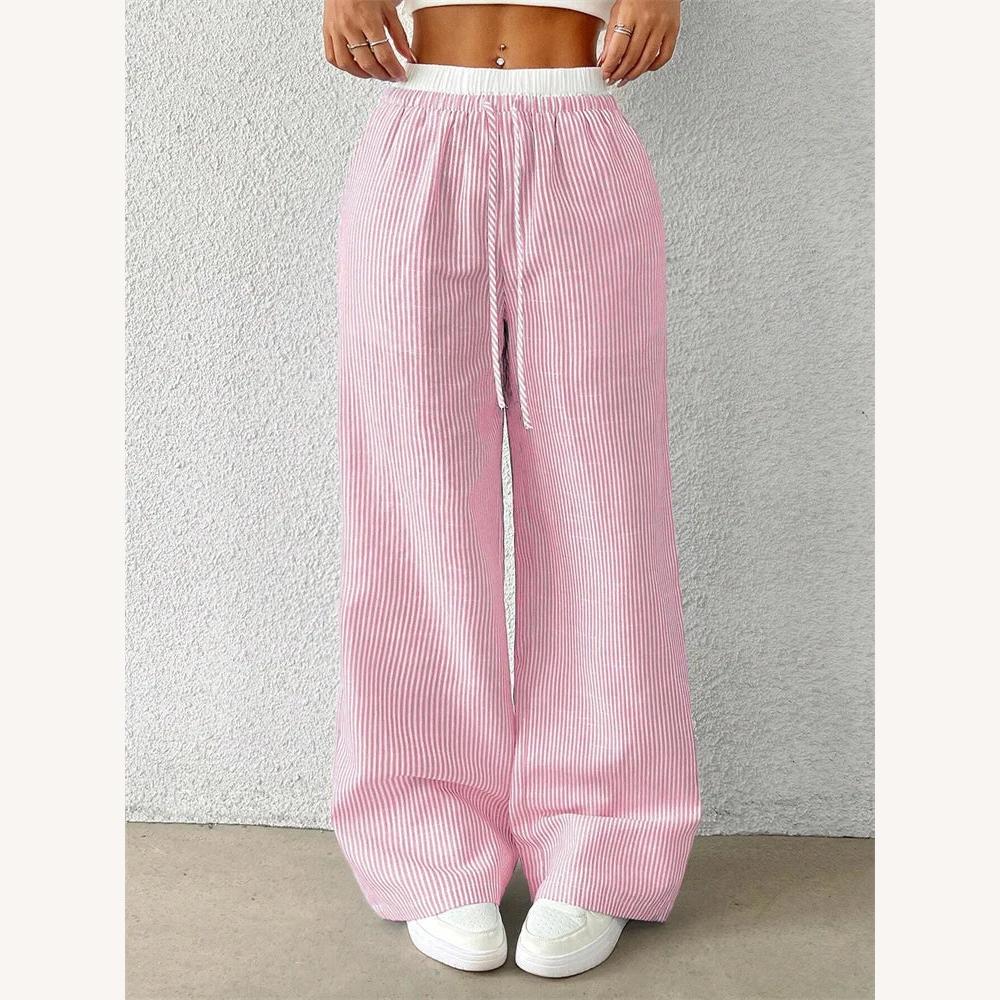 Variant image for Pantalon Fluide Femme Rayé Taille M Coton Mixte-4