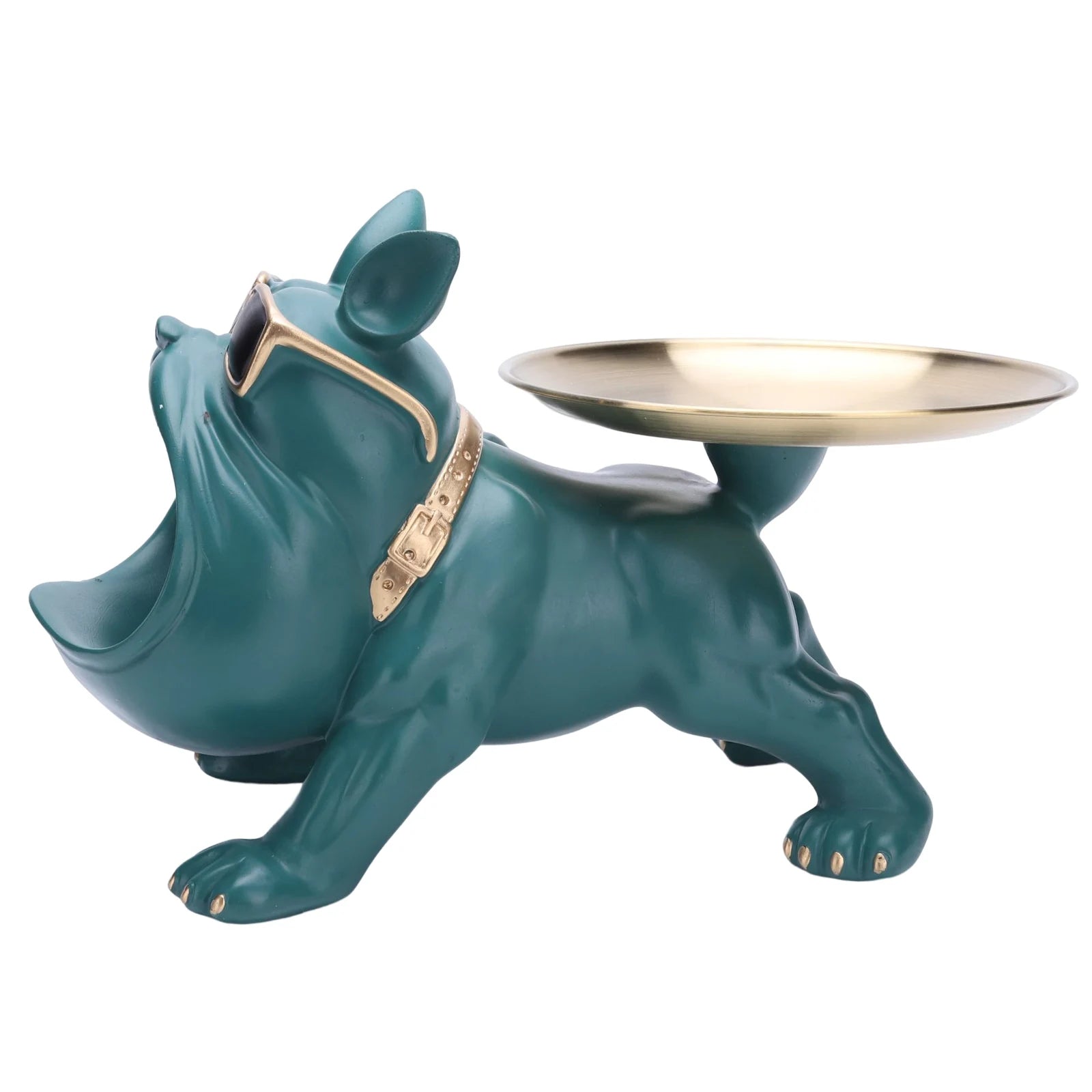 Sculpture de Bulldog en Résine - Support de Clés et Plateau à Bonbons pour Décoration Intérieure
