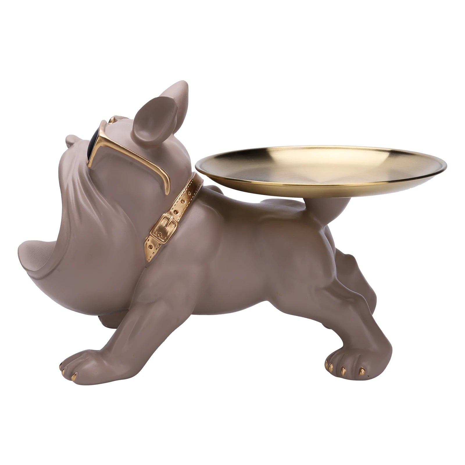 Sculpture de Bulldog en Résine - Support de Clés et Plateau à Bonbons pour Décoration Intérieure