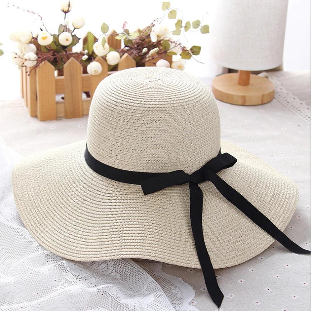 Women's Adjustable Straw Hat with Sun Protection - 12cm Brim Width, Summer Comfort