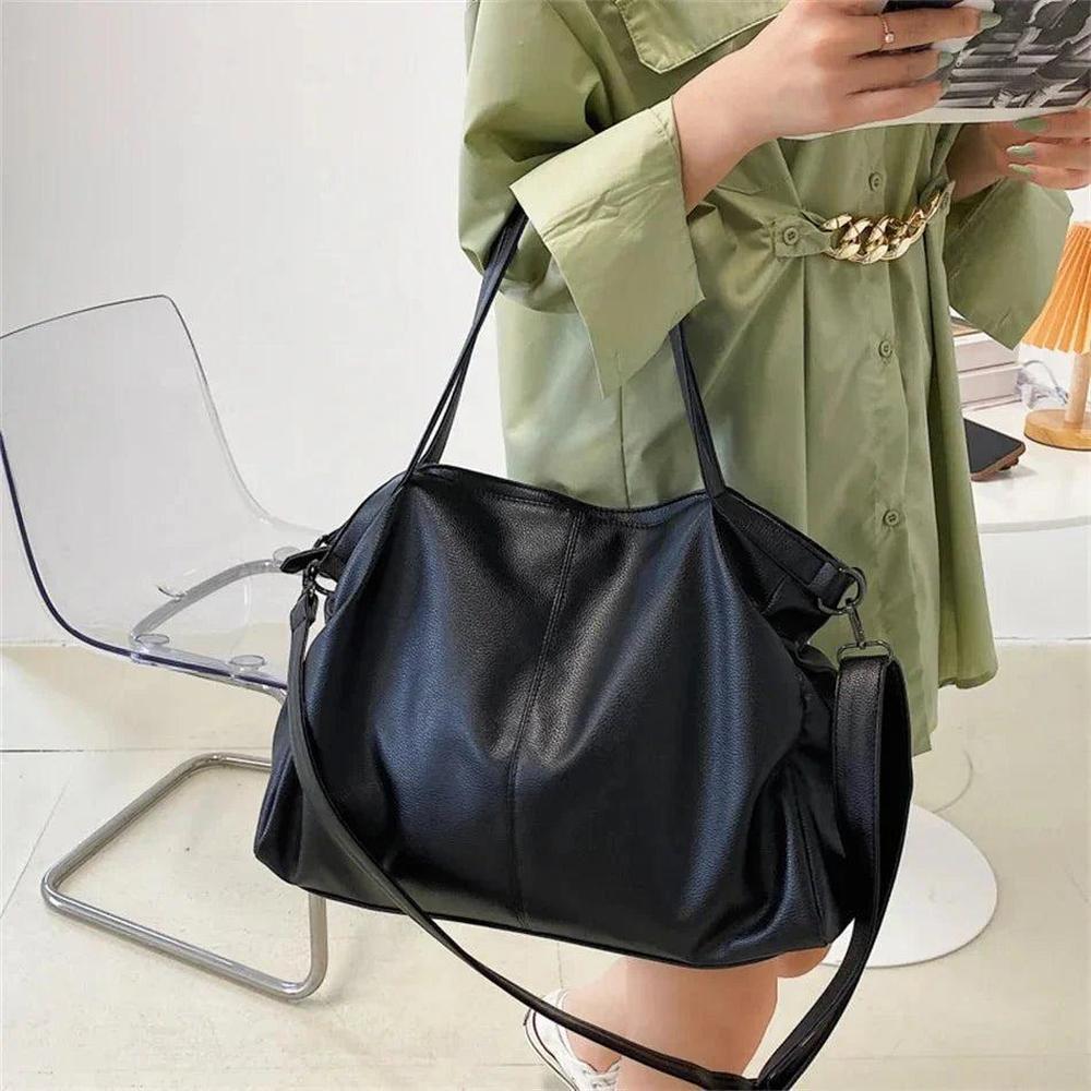 Grand Sac à Main en Cuir Femme avec Poches Multiples, Bandoulière Ajustable – Élégant et Spacieux Noir ou Marron
