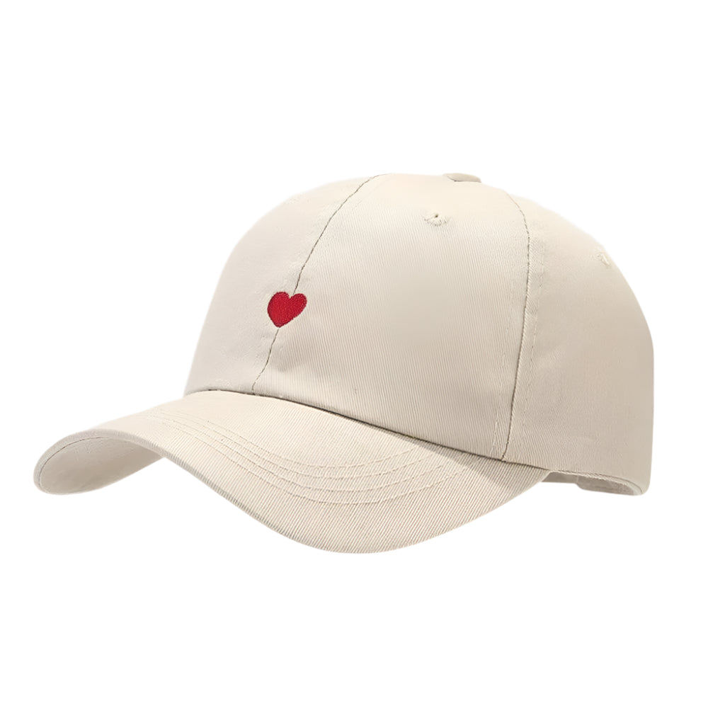 Minimalist Women's Cap with Embroidered Heart - Elegant and Comfortable, Adjustable and Breathable