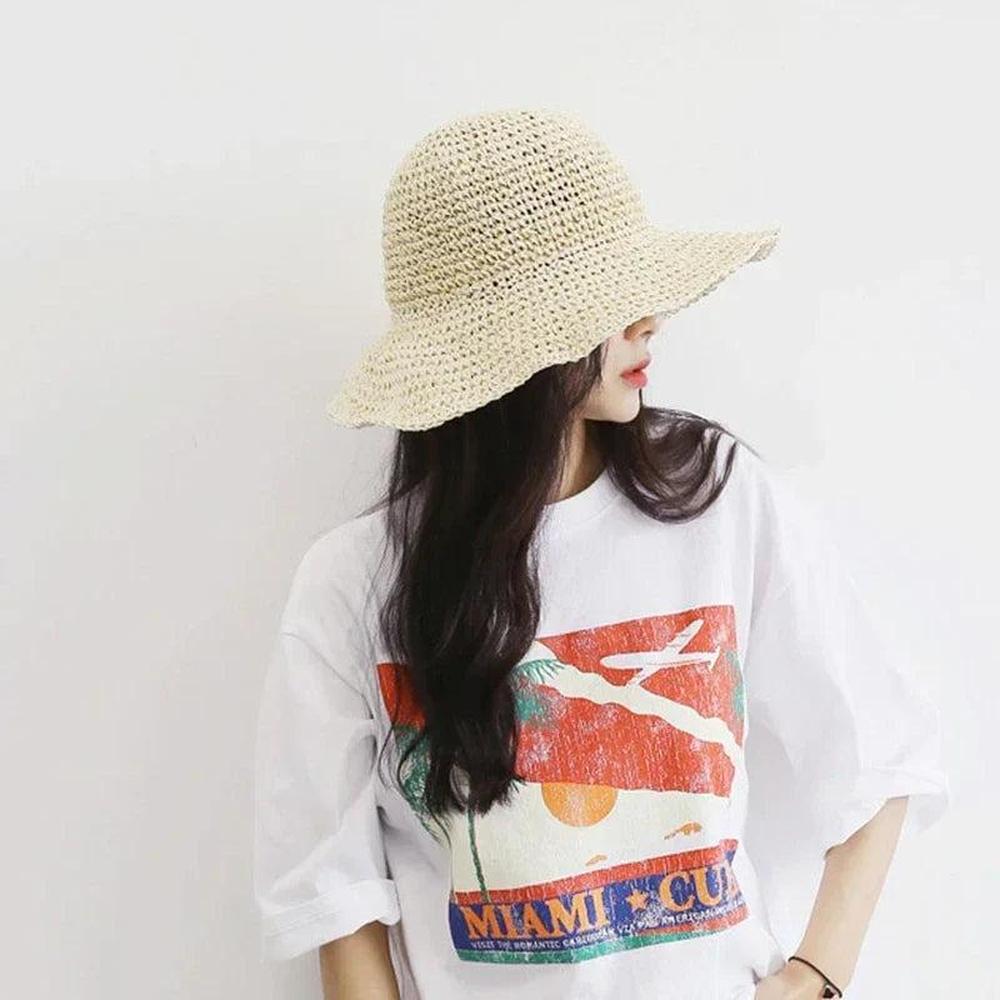 Chapeau de Paille Femme Ajustable avec Protection Solaire – Accessoire Estival Élégant en Paille Naturelle