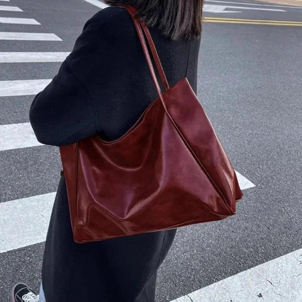 Sac Fourre Tout Femme en Cuir PU Souple – Grand Format Rétro, Pratique et Élégant pour Quotidien