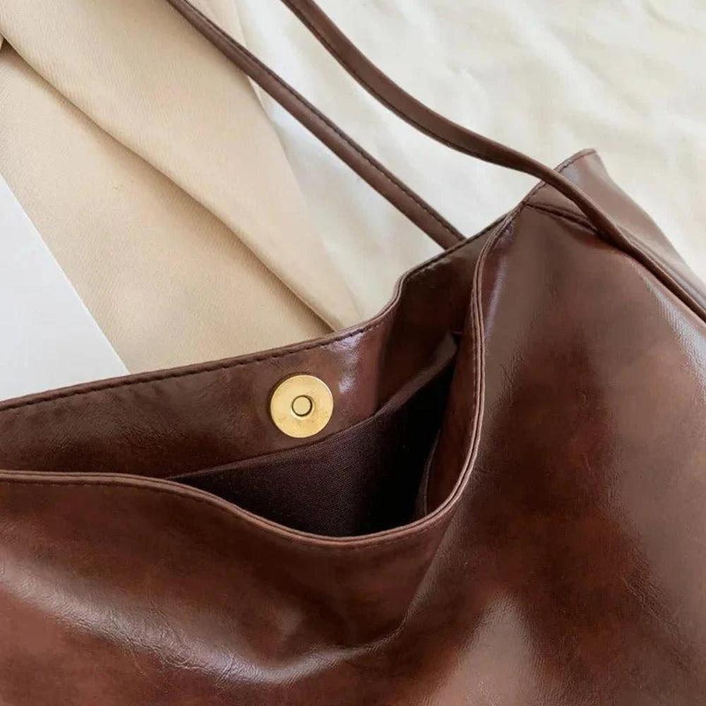 Sac Fourre Tout Femme en Cuir PU Souple – Grand Format Rétro, Pratique et Élégant pour Quotidien
