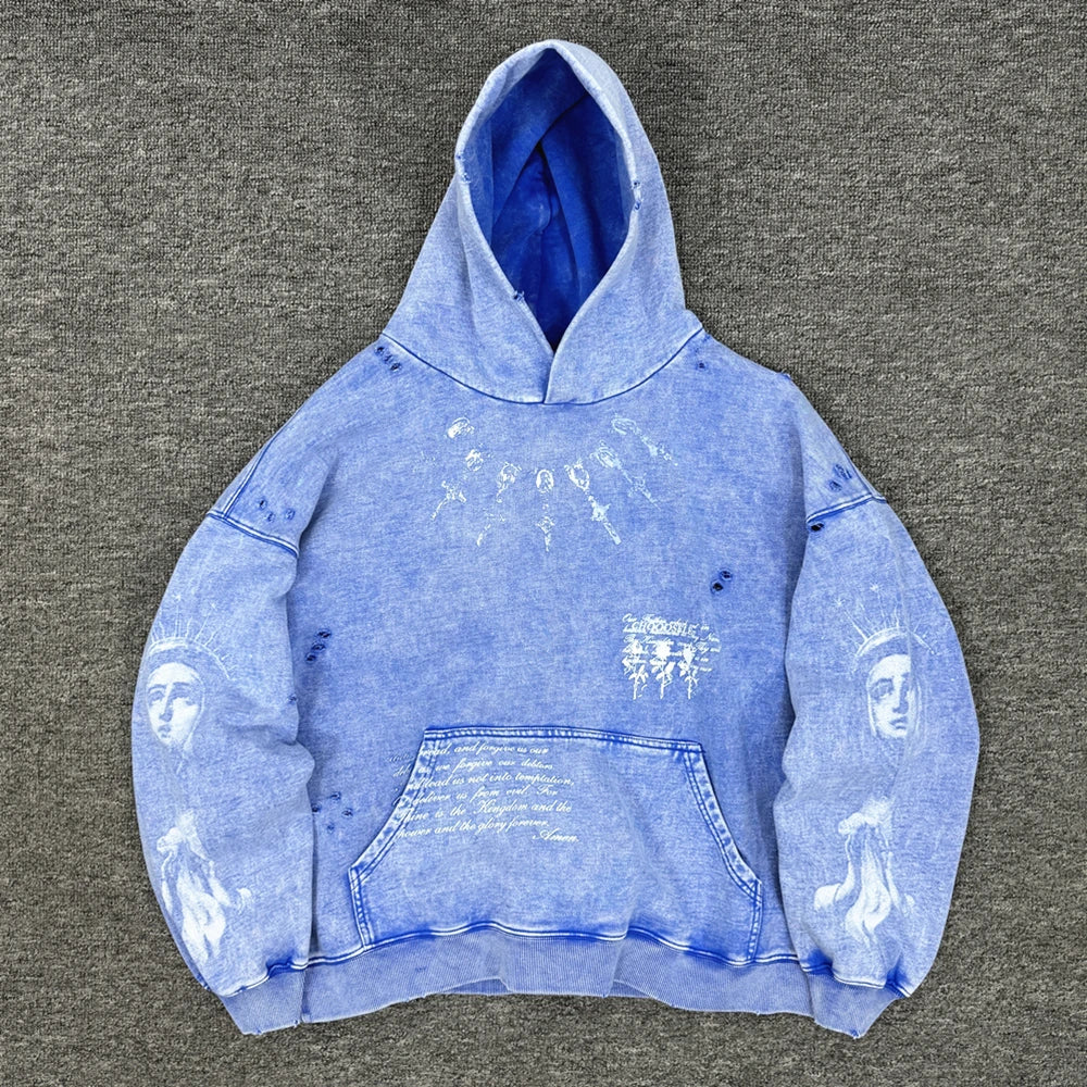 Sweat-Shirt à Capuche Oversize en Coton Délavé pour Homme – Look Rétro Y2K, Confort Doux et Style Streetwear 0