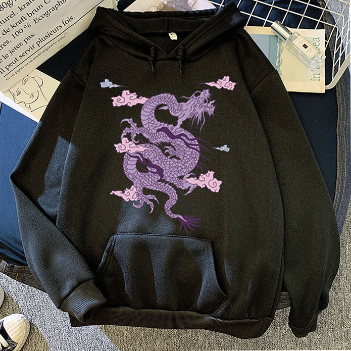 Sweat à Capuche Homme avec Imprimé Dragon – Pull Décontracté en Polyester pour Automne 1
