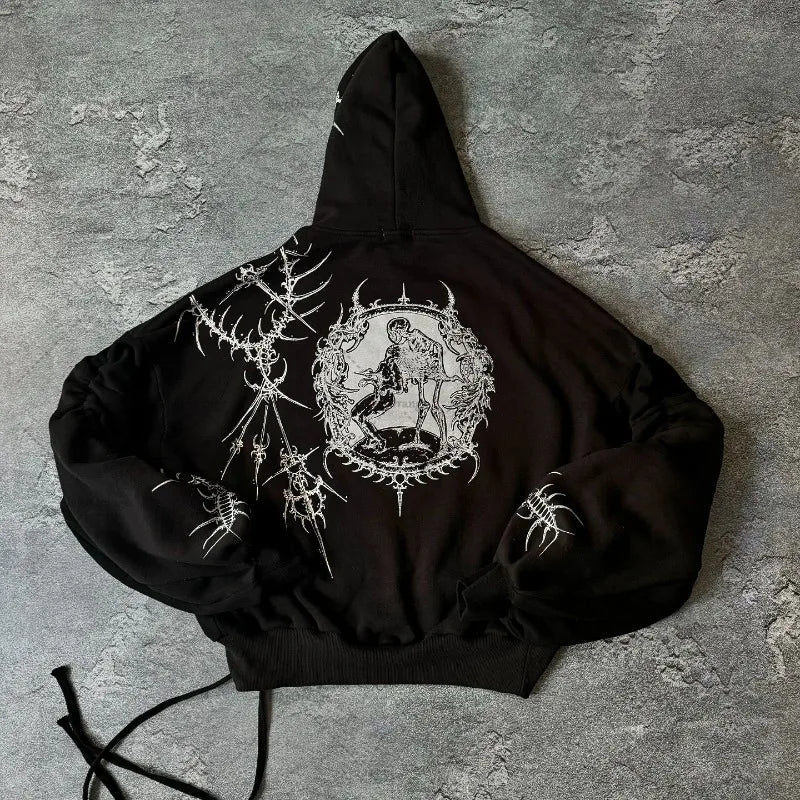 Sweat à Capuche Oversize en Coton avec Imprimé Tribal - Style Décontracté et Poche Kangourou, Confort Optimal 1