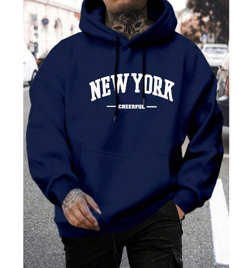 Sweat à Capuche Oversize en Polyester pour Hommes – Confort Urbain avec Poche Kangourou et Imprimé « NEW YORK » 7
