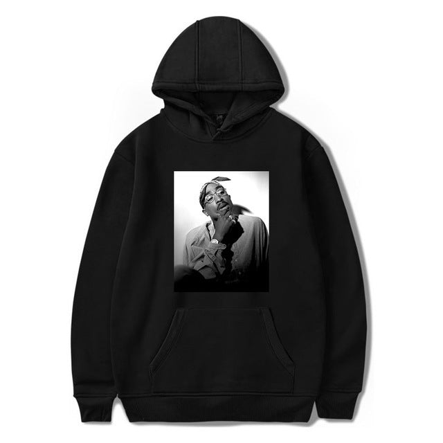Sweat à Capuche Unisexe Ample en Polyester avec Graphique Monochrome 0