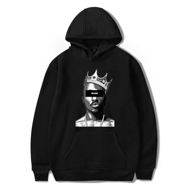 Sweat à Capuche Unisexe Ample en Polyester avec Graphique Monochrome 1