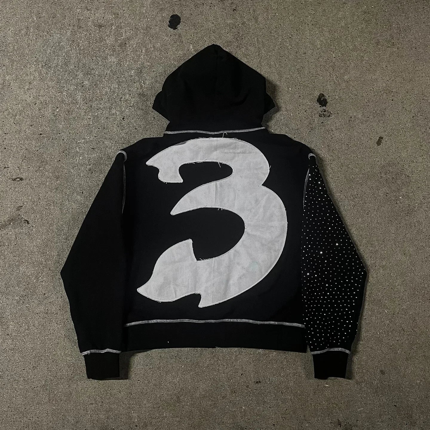 Sweatshirt Zippé Oversize en Coton avec Capuche et Détails Patchwork pour Hommes - Style Urbain 1