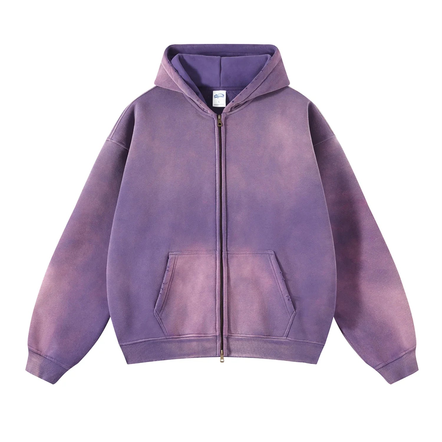 Sweatshirt Zippé à Capuche Ample en Mélange Coton-Polyester Doublé Polaire pour Hommes – Confort et Style 1