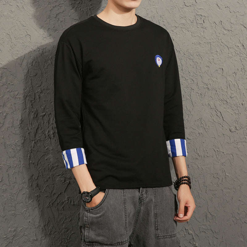 T-shirt Décontracté en Coton pour Hommes - Coupe Boxy avec Détails Rayés 0