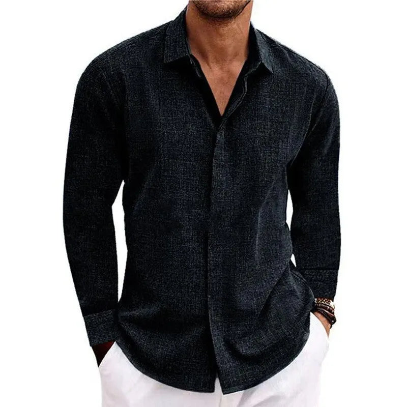 T-shirt à Manches Longues pour Hommes – Haut Ample en Couleur Unie pour Mode Grande Taille
