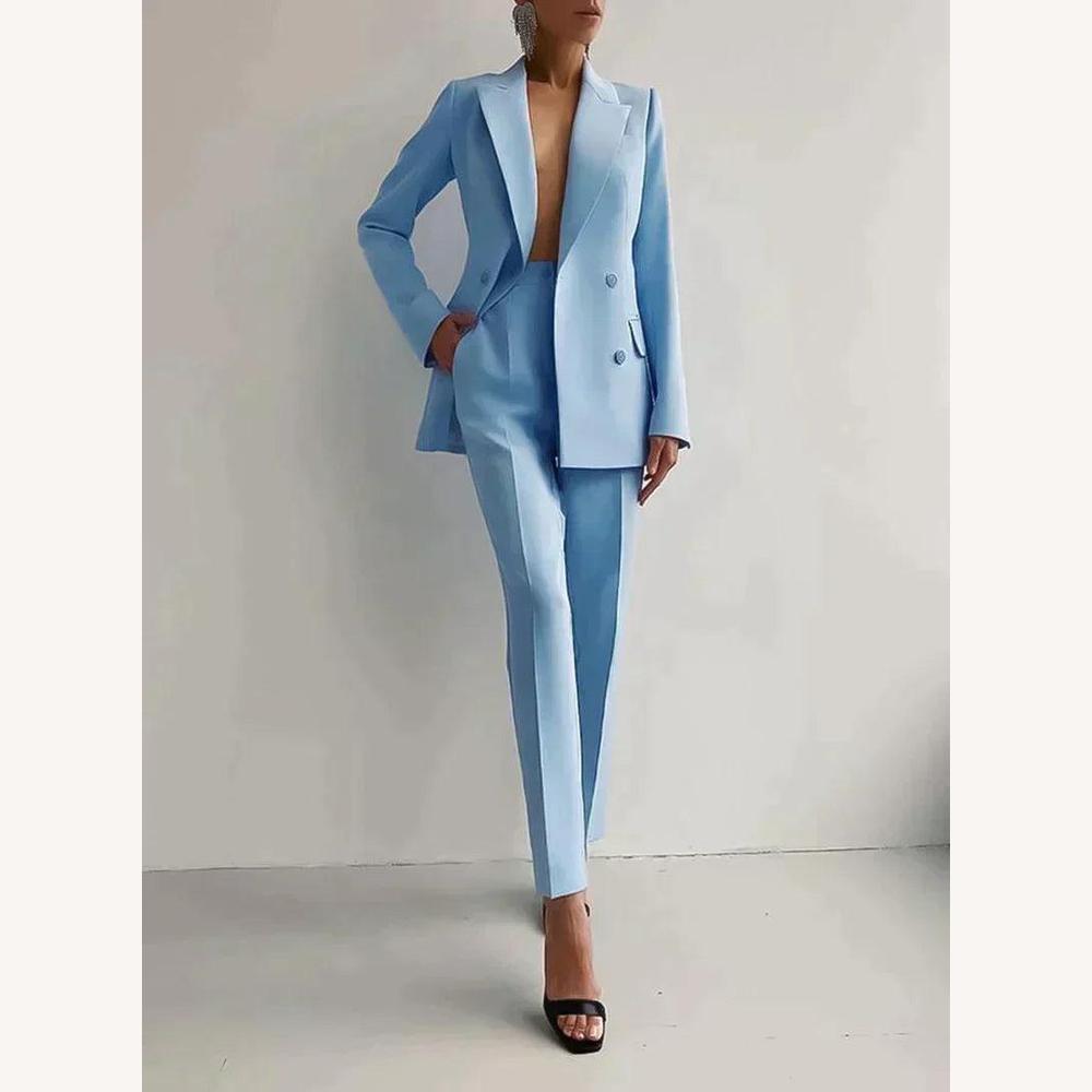 Women's Fitted Elegant Pantsuit with Structured Jacket – Chic Set for Meetings and Formal Events