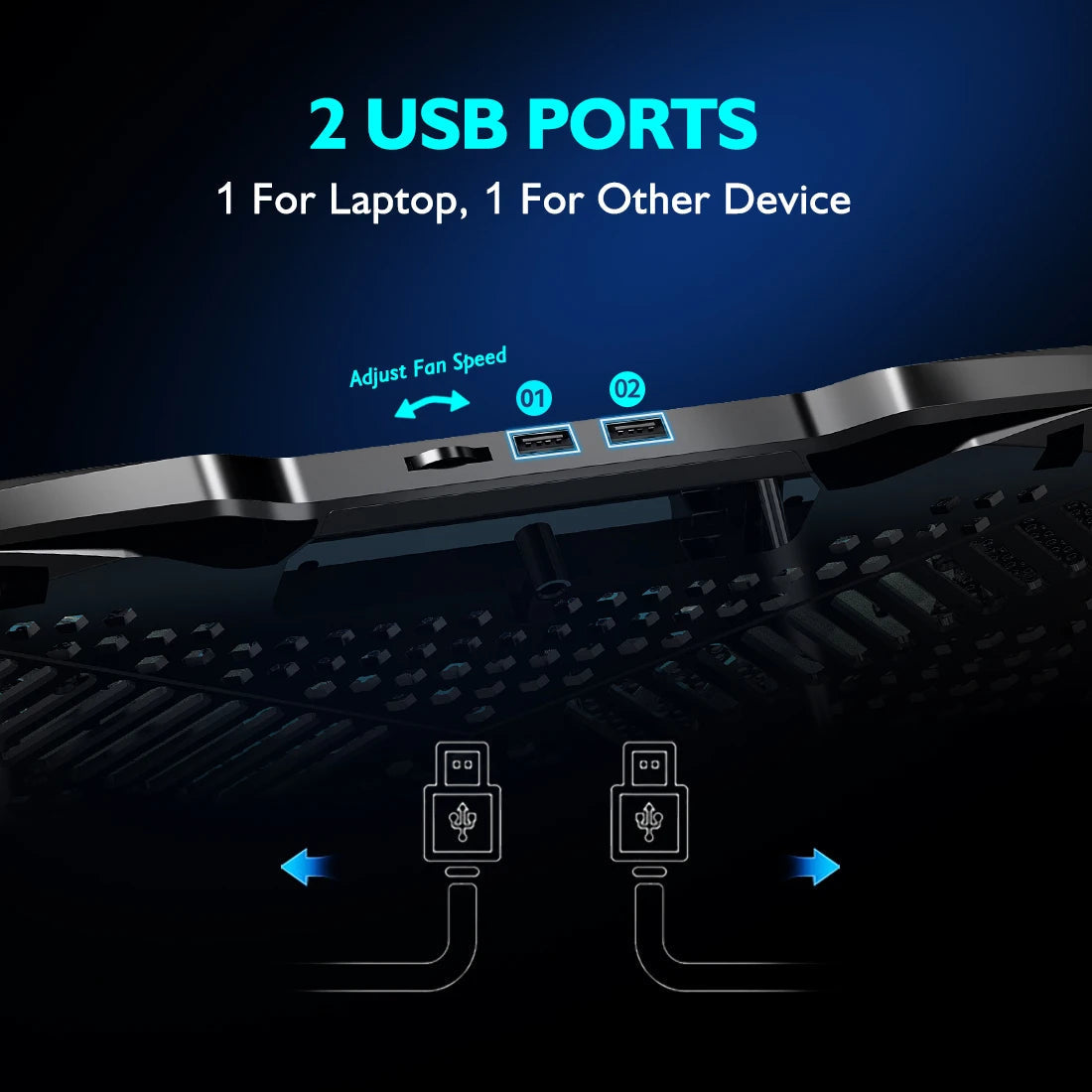 Cooling Pad for Laptop with 5 Silent Fans and Adjustable Height - Compatible 12 to 15.6 Inches