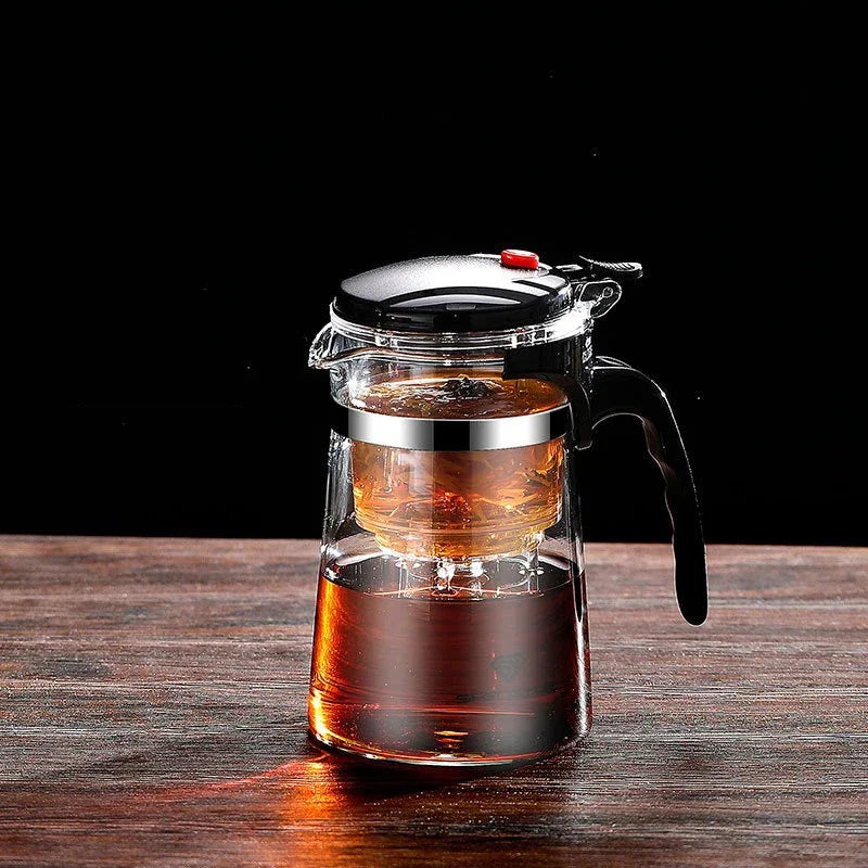 Théière en Verre Borosilicate Résistant à la Chaleur avec Filtre à Infusion Intégré
