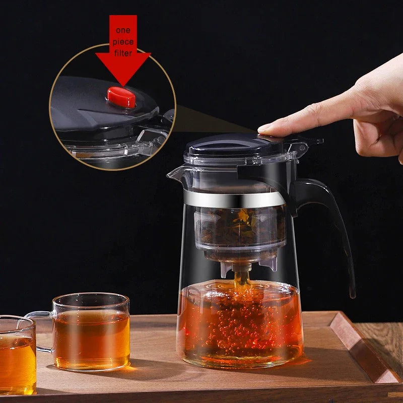 Théière en Verre Borosilicate Résistant à la Chaleur avec Filtre à Infusion Intégré