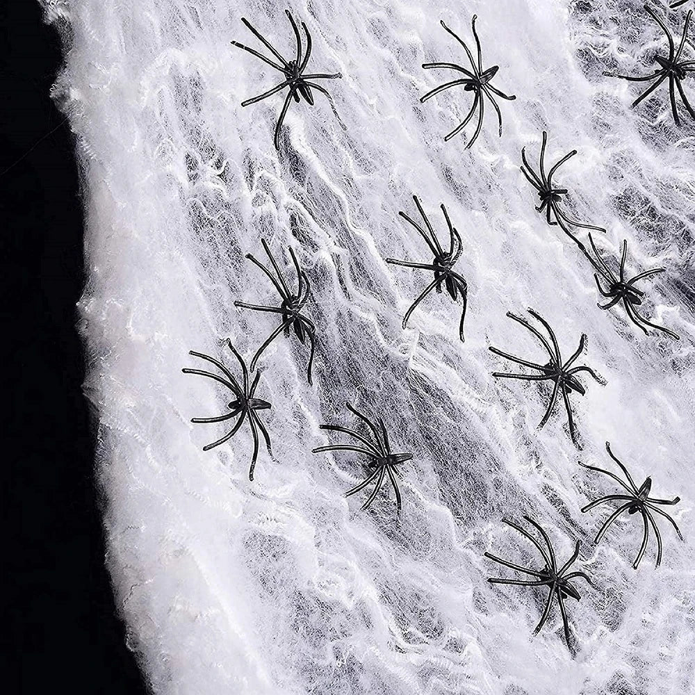 Toile d'Araignée Halloween avec Araignées - Décor Effrayant Intérieur/Extérieur