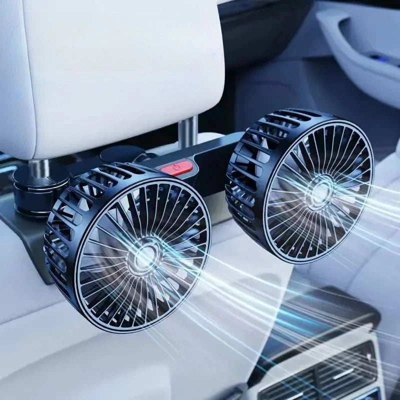 Ventilateur USB Portable à 3 Vitesses pour Voiture avec Double Tête et Rotation 360°