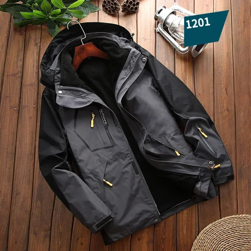 Veste 2 en 1 Imperméable pour Homme avec Doublure en Polaire – Idéale pour Randonnée et Activités Extérieures