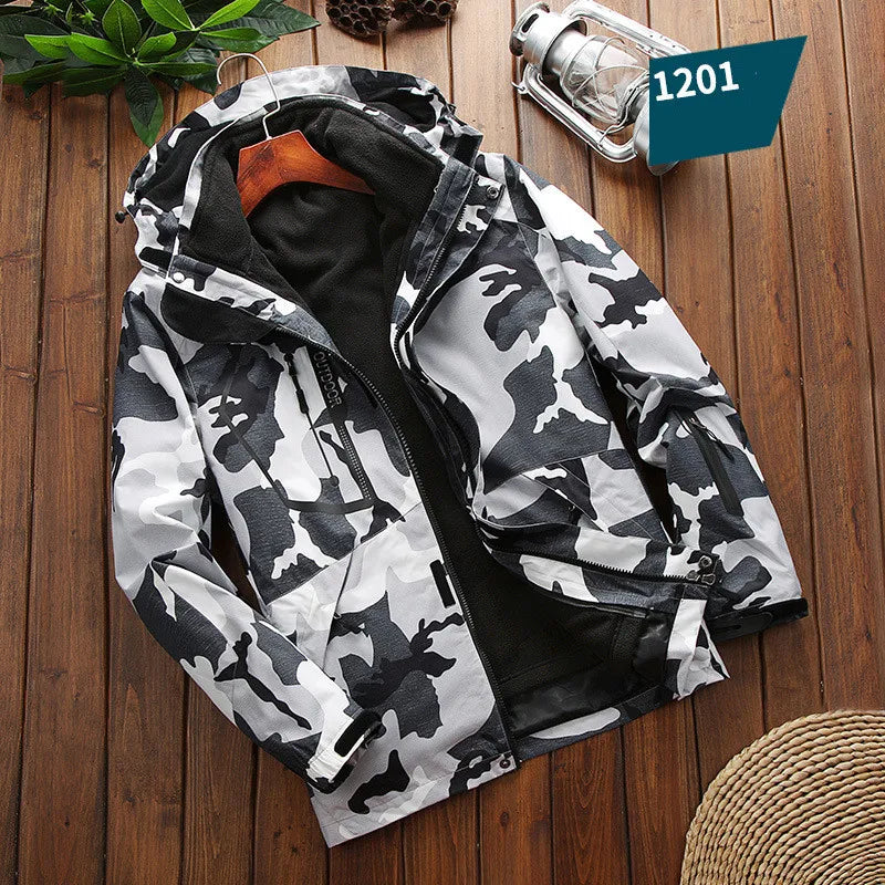 Veste 2 en 1 Imperméable pour Homme avec Doublure en Polaire – Idéale pour Randonnée et Activités Extérieures
