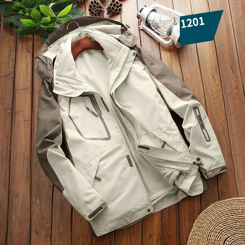 Veste 2 en 1 Imperméable pour Homme avec Doublure en Polaire – Idéale pour Randonnée et Activités Extérieures