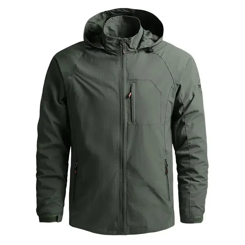 Veste Imperméable pour Hommes avec Capuche Amovible – Coupe-Vent en Polyester pour Camping et Activités de Plein Air