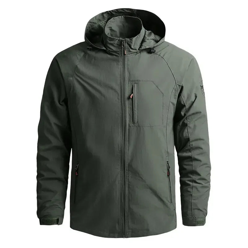 Veste Imperméable pour Hommes avec Capuche Amovible – Coupe-Vent en Polyester pour Camping et Activités de Plein Air