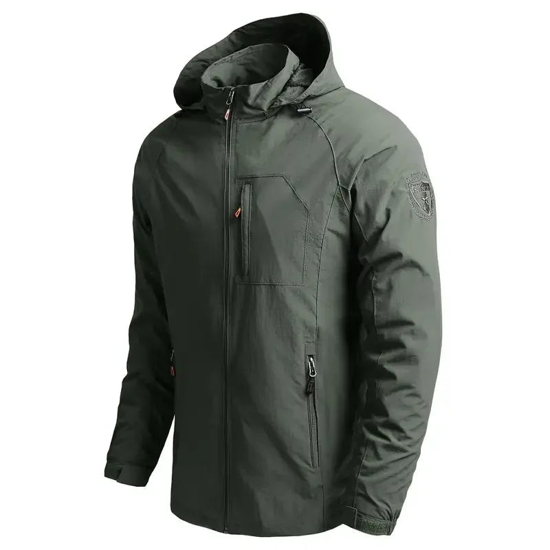Veste Imperméable pour Hommes avec Capuche Amovible – Coupe-Vent en Polyester pour Camping et Activités de Plein Air