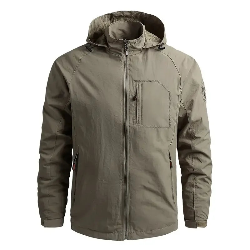 Veste Imperméable pour Hommes avec Capuche Amovible – Coupe-Vent en Polyester pour Camping et Activités de Plein Air
