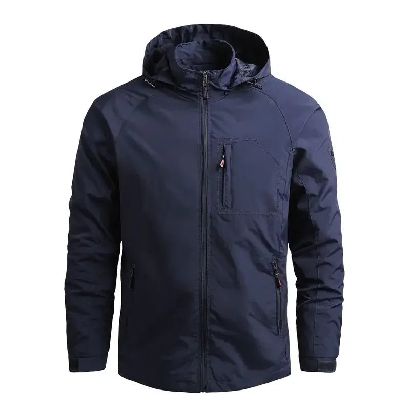 Veste Imperméable pour Hommes avec Capuche Amovible – Coupe-Vent en Polyester pour Camping et Activités de Plein Air