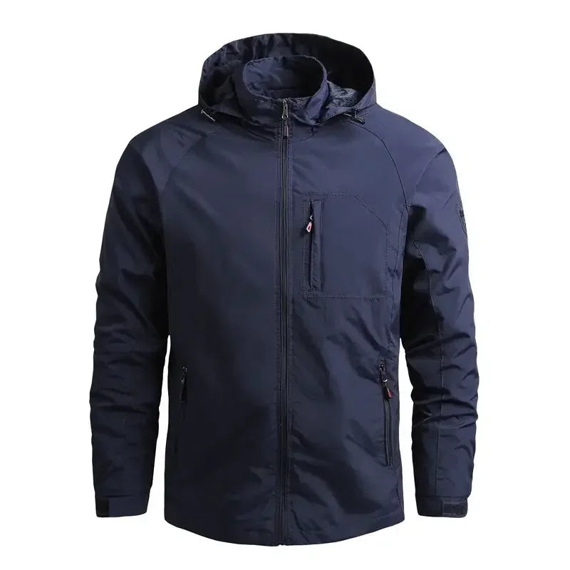 Veste Imperméable pour Hommes avec Capuche Amovible – Coupe-Vent en Polyester pour Camping et Activités de Plein Air