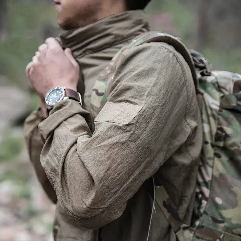 Veste Légère Homme Tactique en Polyester avec Capuche – Idéale pour l'Été