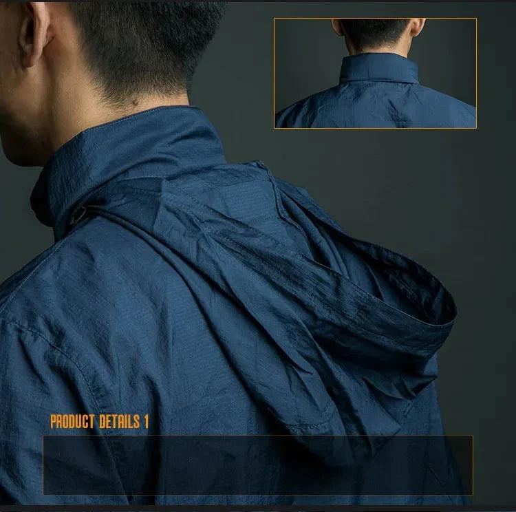 Veste Légère Homme Tactique en Polyester avec Capuche – Idéale pour l'Été