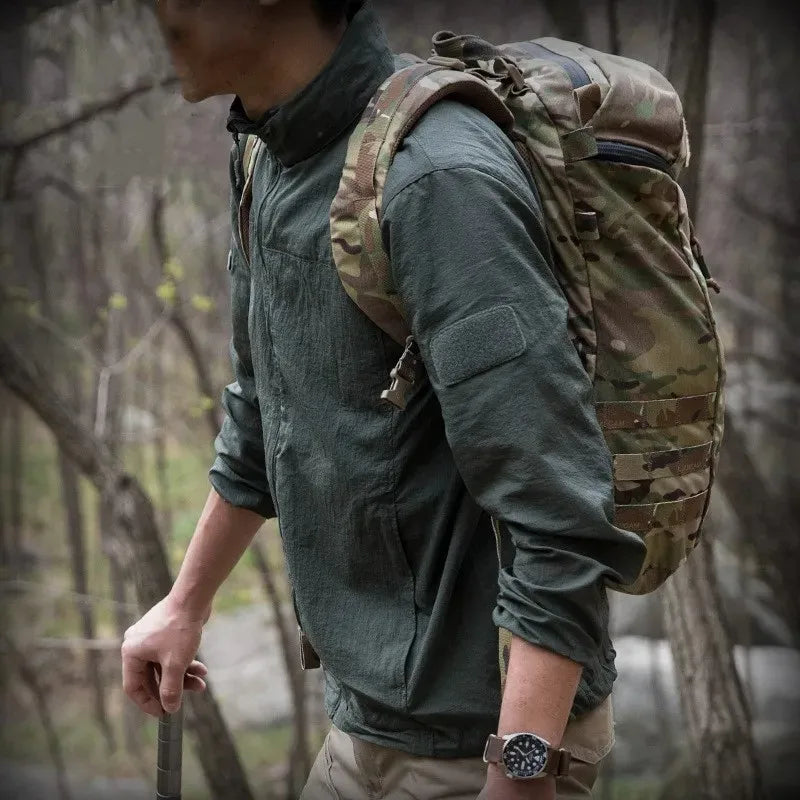 Veste Légère Homme Tactique en Polyester avec Capuche – Idéale pour l'Été