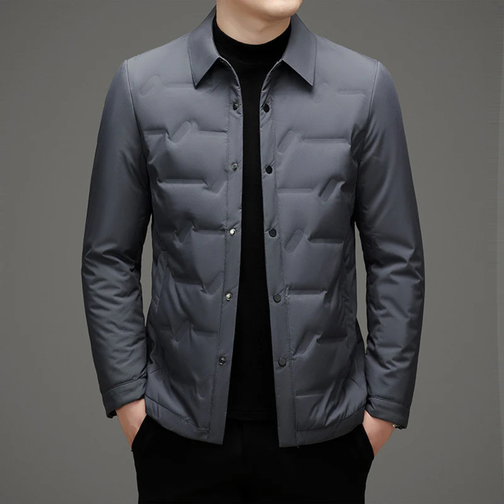 Lightweight Quilted Jacket for Men with Shirt Collar and Down Padding