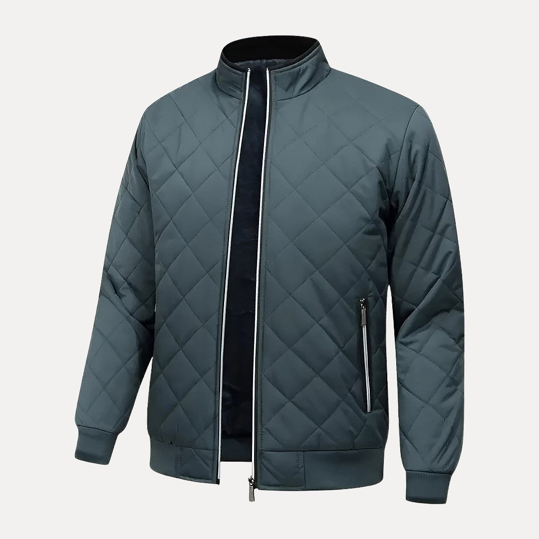 Veste Matelassée Légère pour Hommes avec Col Montant et Poches Zippées