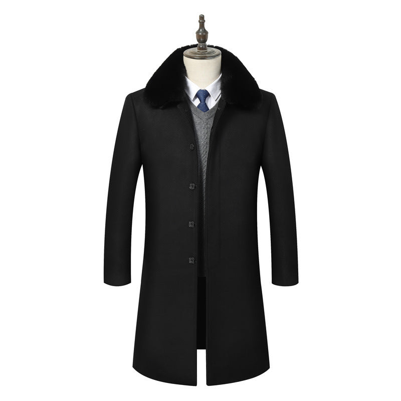 Veste Mi-Longue en Laine pour Homme avec Col en Peluche – Comfortable Winter