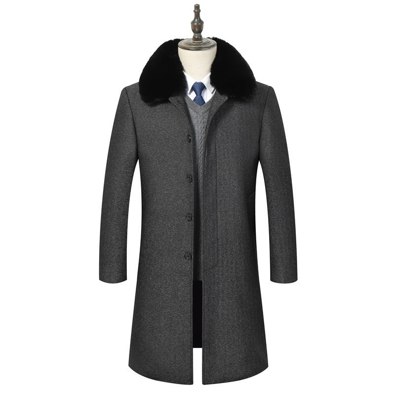 Veste Mi-Longue en Laine pour Homme avec Col en Peluche – Comfortable Winter