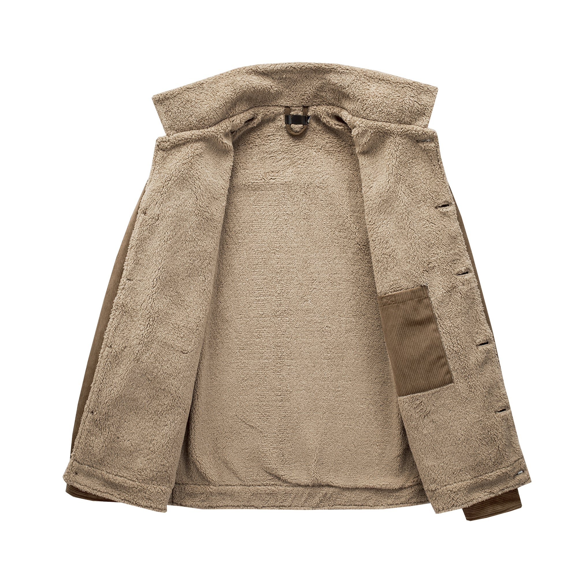 Veste Mi-Longue en Velours Côtelé avec Doublure Sherpa pour Hommes