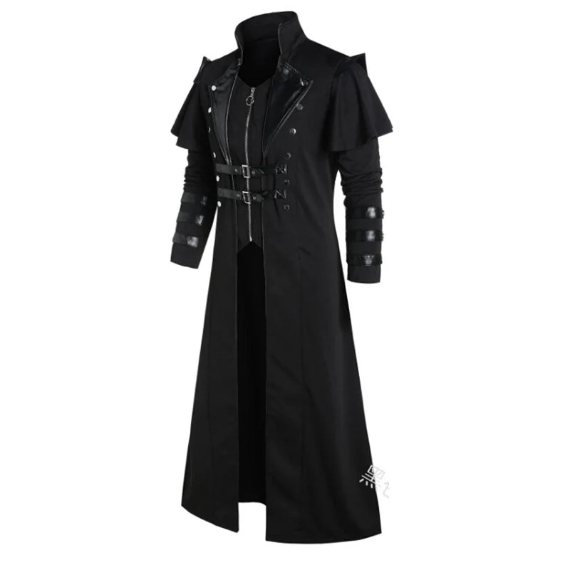 Veste Trench Gothique Steampunk en Polyester pour Costume d'Halloween