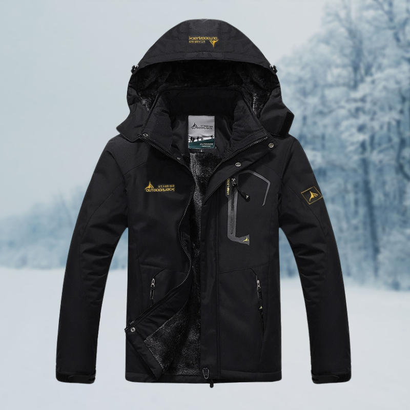 Veste d'Hiver Coupe-Vent pour Hommes avec Doublure en Fausse Fourrure et Capuche Amovible